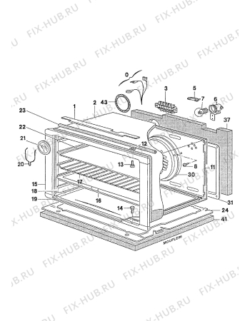 Взрыв-схема плиты (духовки) Electrolux EK6468B1 - Схема узла Oven equipment